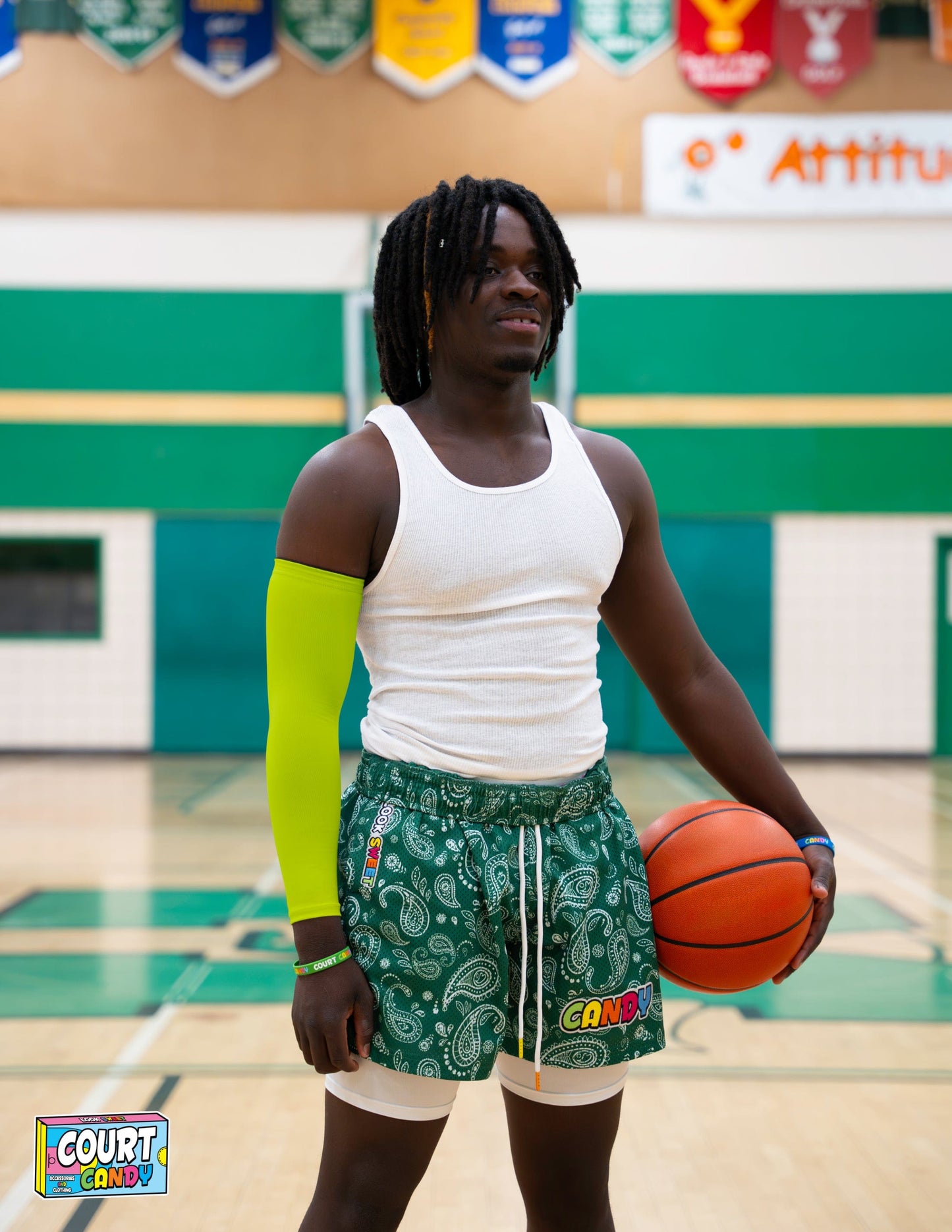 Neon Court Candy Basketball Compression Arm Sleeve Shooting Sleeve NBA Breathable Polyester Spandex Elbow Sleeve Men Women Youth Mens Womans
