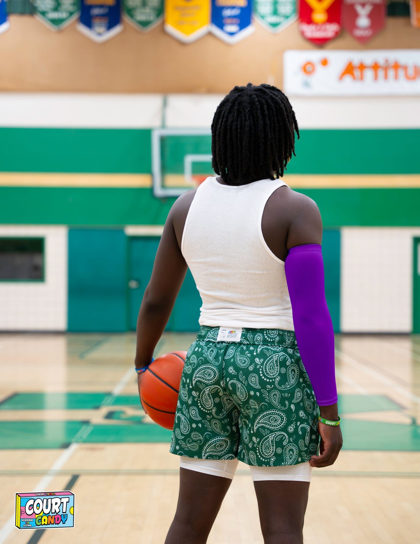 Purple Court Candy Basketball Compression Arm Sleeve Shooting Sleeve NBA Breathable Polyester Spandex Elbow Sleeve Men Women Youth Mens Womans