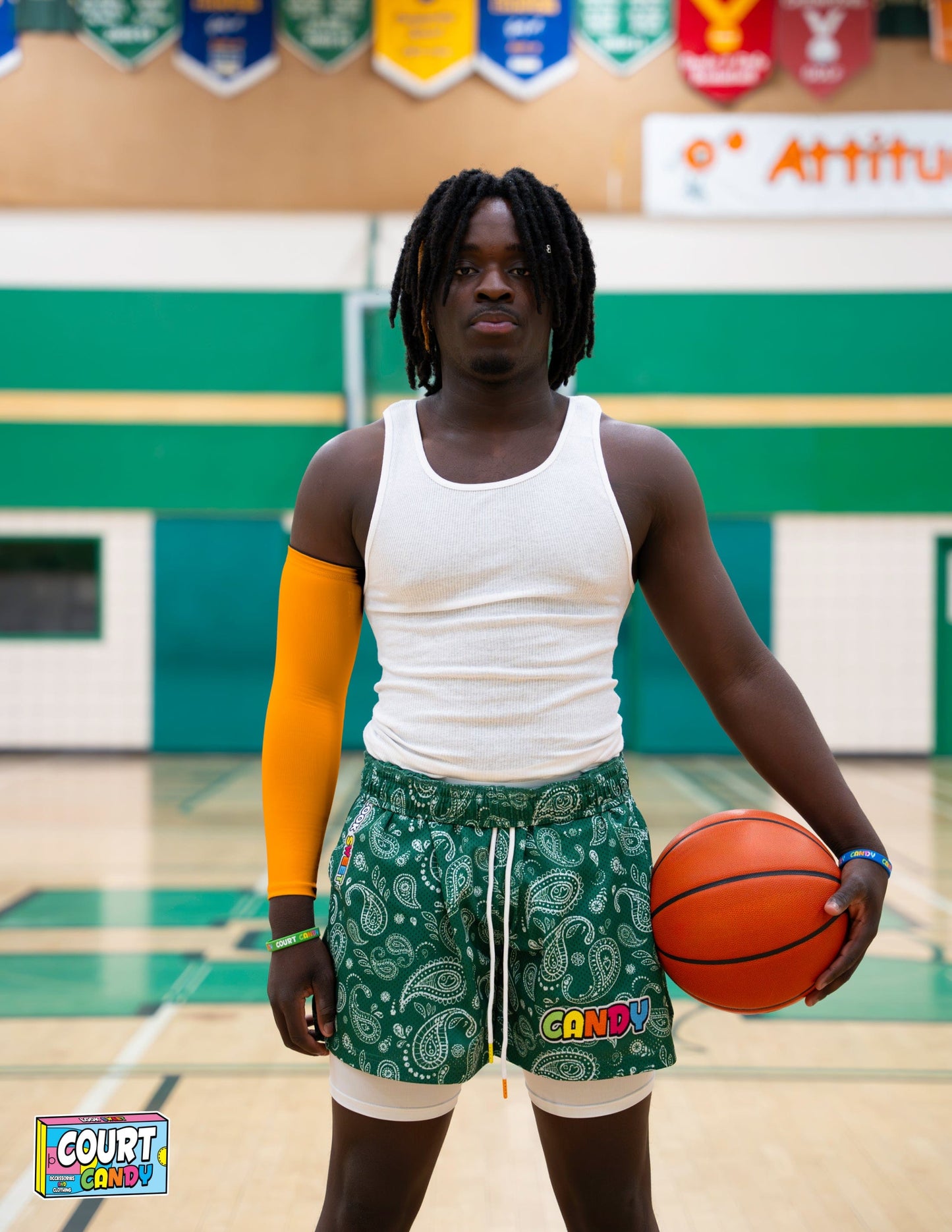 Yellow Court Candy Basketball Compression Arm Sleeve Shooting Sleeve NBA Breathable Polyester Spandex Elbow Sleeve Men Women Youth Mens Womans