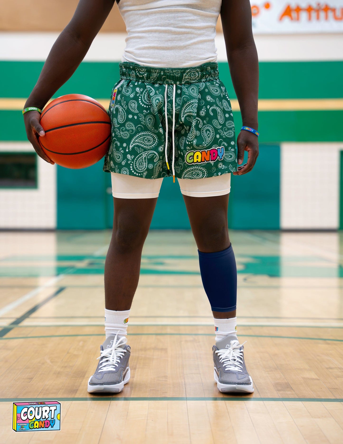 Navy Court Candy Basketball Compression Calf Sleeve Calf Sleeves Breathable Polyester Spandex Shin Sleeve Running Sleeve Ankle Short Long Compression Sock Men Women Youth Mens Womans