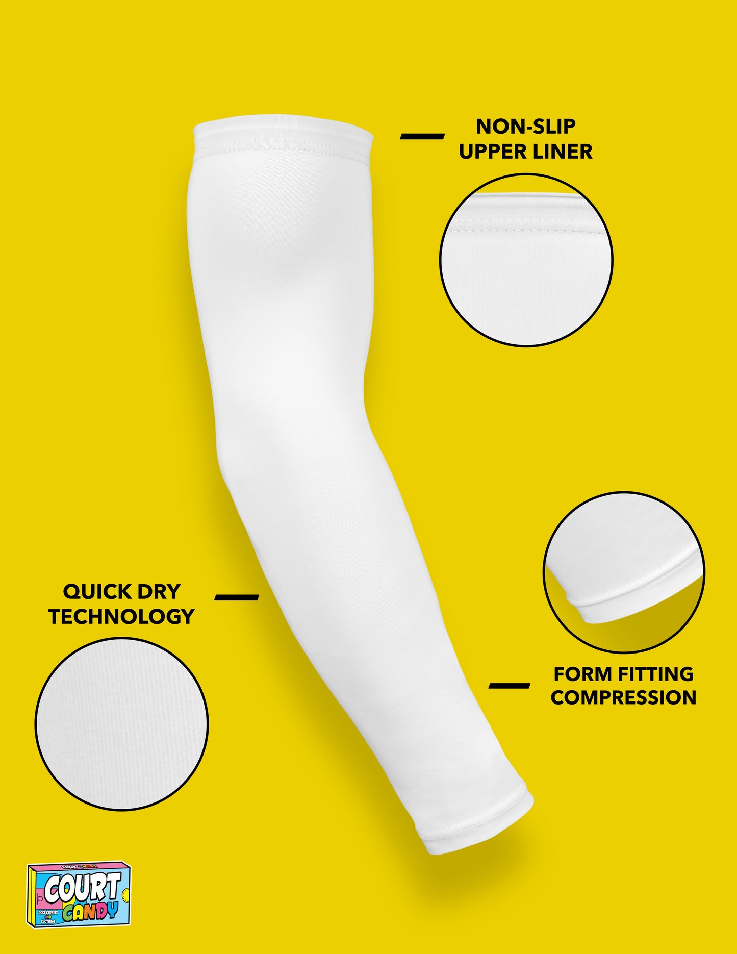 White Court Candy Basketball Compression Arm Sleeve Shooting Sleeve NBA Breathable Polyester Spandex Elbow Sleeve Men Women Youth Mens Womans