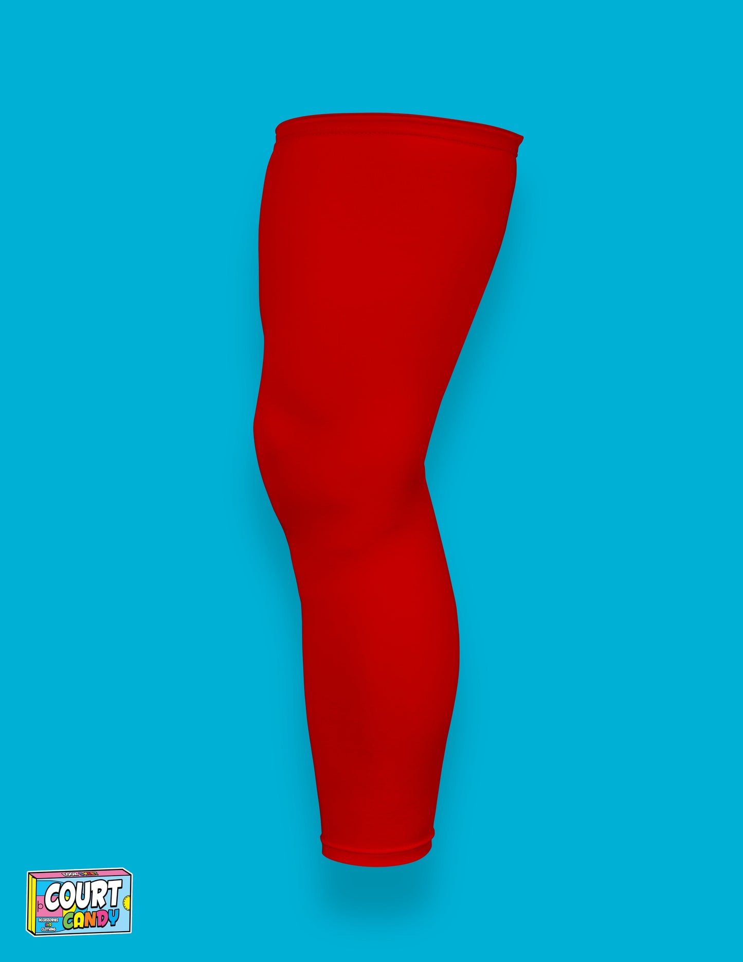 Red Court Candy Basketball Compression Leg Sleeve Leg Sleeves Breathable Polyester Spandex Single Leg Sleeve Knee Sleeve One Leg Compression Pant Single Leg Tight Running Sleeve Supportive Men Women Youth Mens Womans