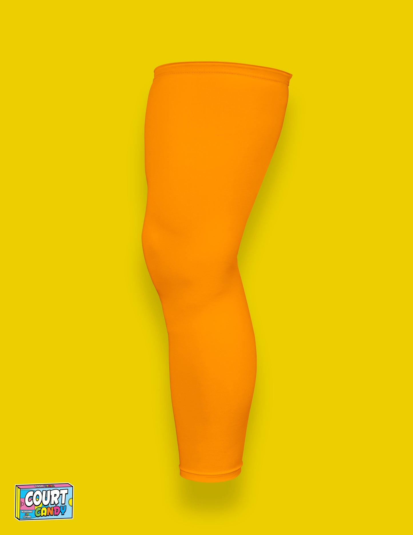 Yellow Court Candy Basketball Compression Leg Sleeve Leg Sleeves Breathable Polyester Spandex Single Leg Sleeve Knee Sleeve One Leg Compression Pant Single Leg Tight Running Sleeve Supportive Men Women Youth Mens Womans
