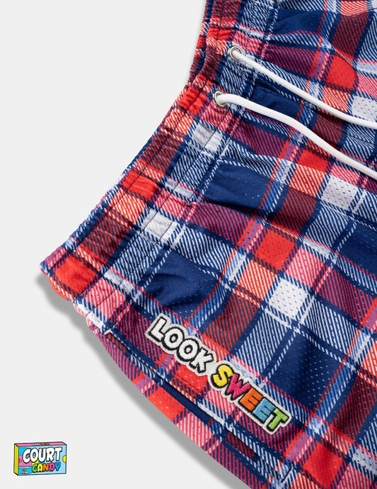 MESH SHORTS - PLAID (BLUE)