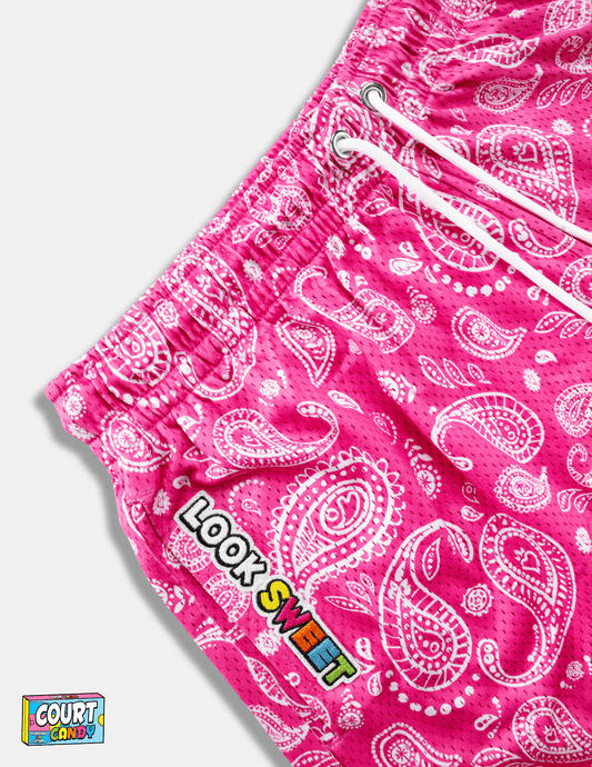 MESH SHORTS - PAISLEY (PINK)