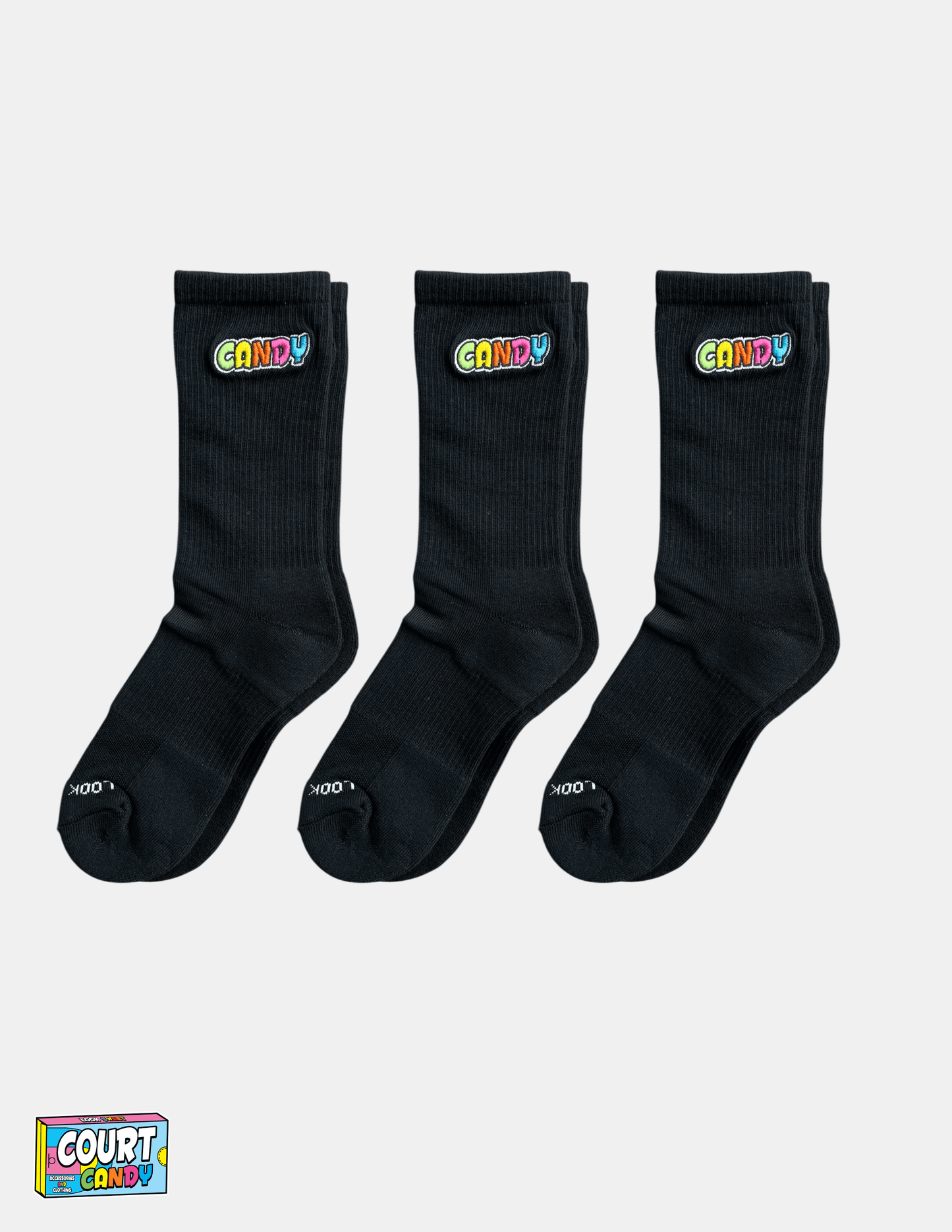 Black Court Candy Basketball Crew Socks Cotton Breathable Athletic Comfortable Men Women Youth Mens Womans 3 Pack