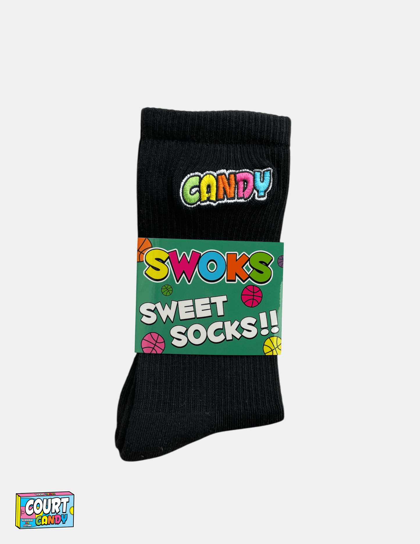 Black Court Candy Basketball Crew Socks Cotton Breathable Athletic Comfortable Men Women Youth Mens Womans