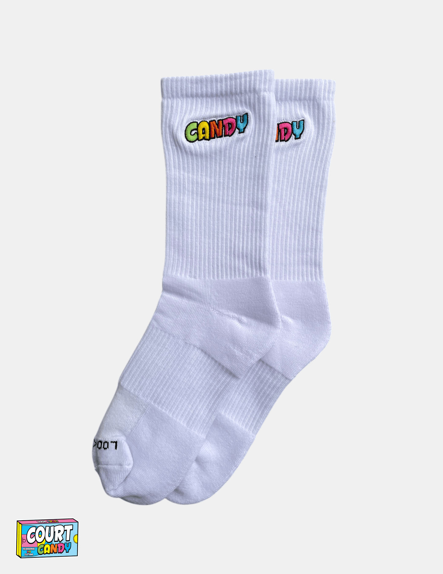 White Court Candy Basketball Crew Socks Cotton Breathable Athletic Comfortable Men Women Youth Mens Womans