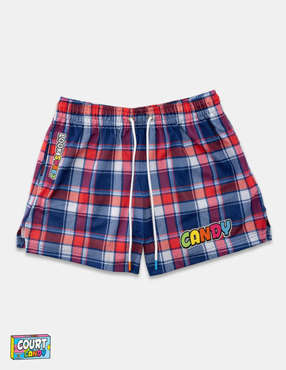 MESH SHORTS - PLAID (BLUE)
