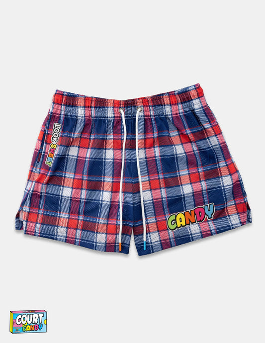 MESH SHORTS - PLAID (BLUE)