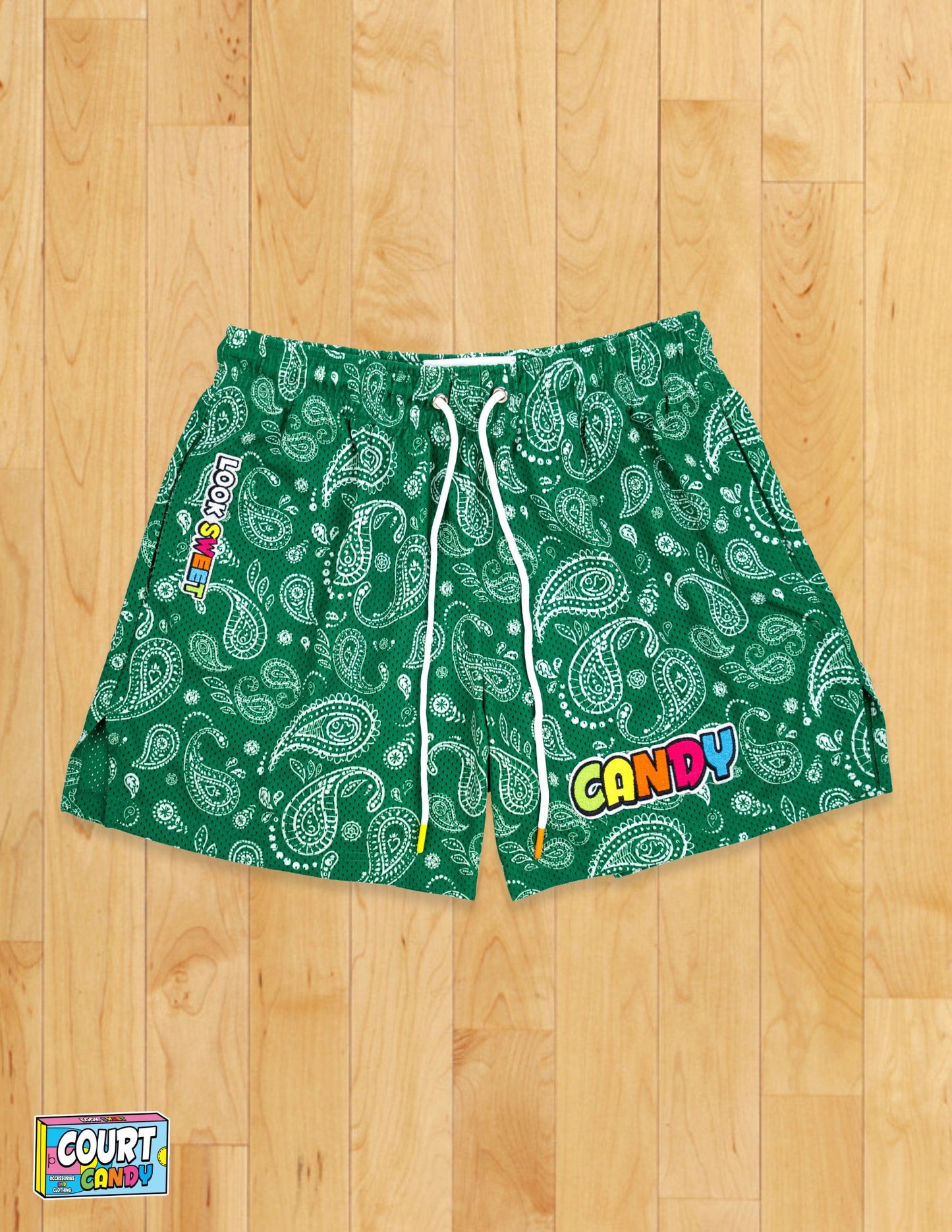 MESH SHORTS - PAISLEY (GREEN)