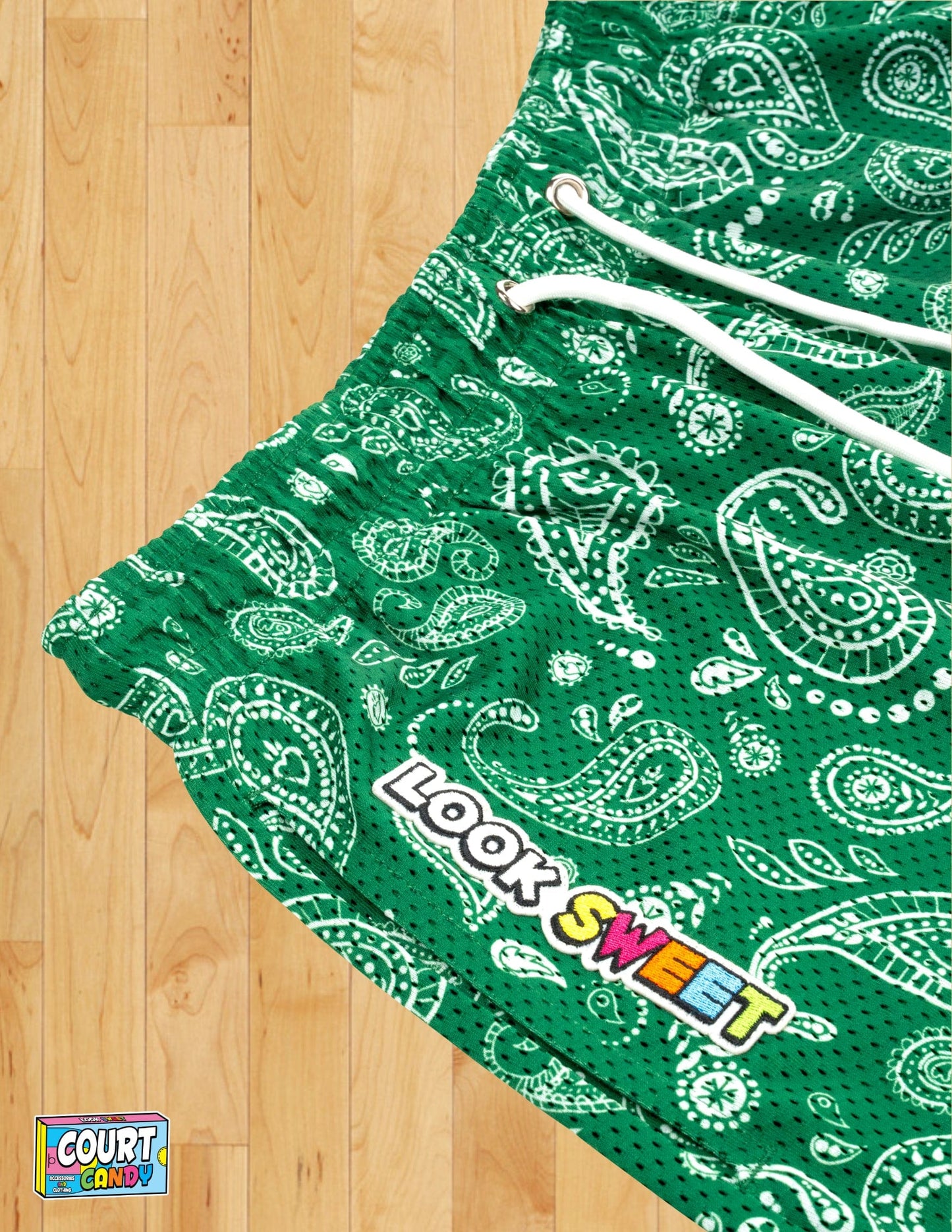 MESH SHORTS - PAISLEY (GREEN)