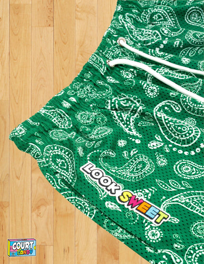 MESH SHORTS - PAISLEY (GREEN)